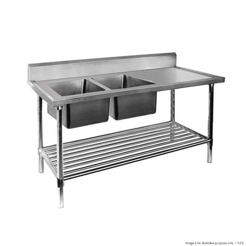 Double Left Sink Bench with Pot Undershelf DSB7-1500L/A
