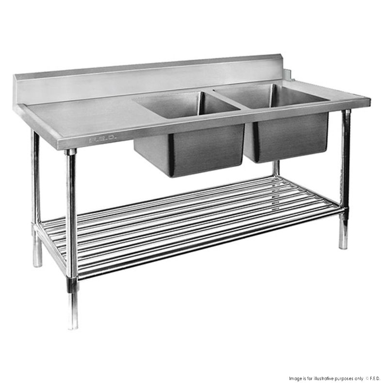 DSBD7-2400R/A Right Inlet Double Sink Dishwasher Bench