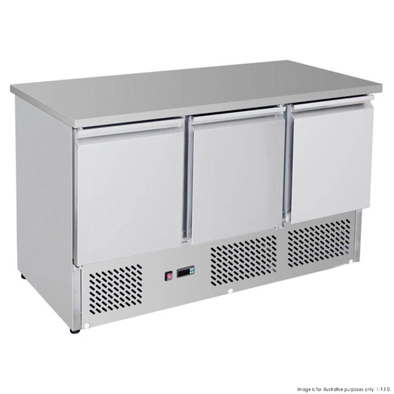 GNS1300B Three Door Compact Workbench Fridge