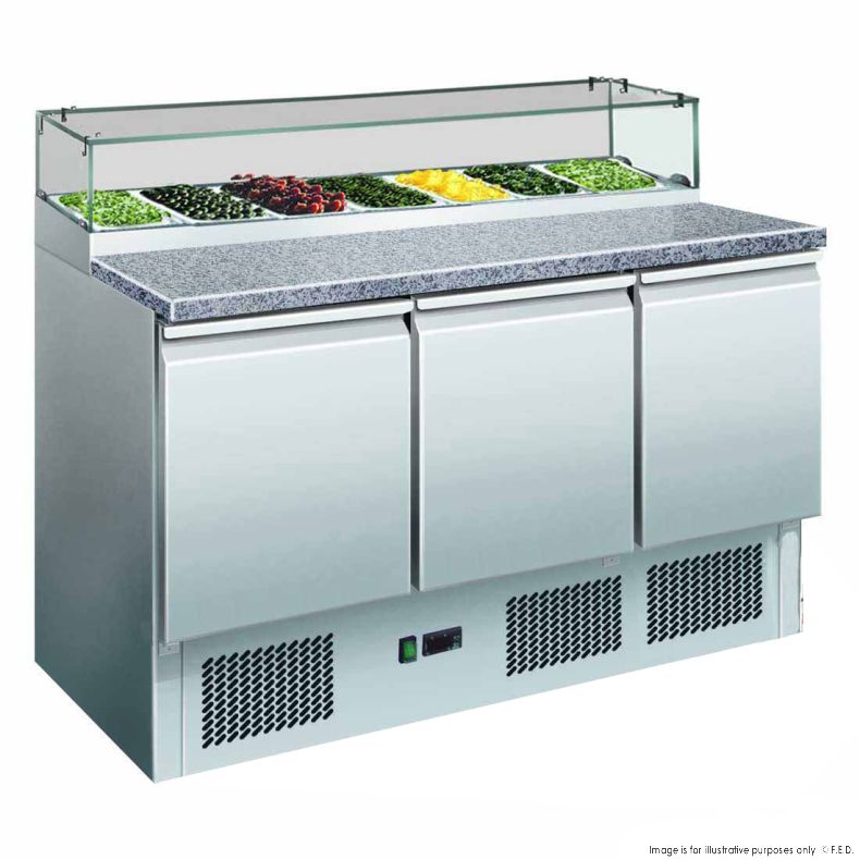 GNS1300E Three Door Salad Marble Prep Top