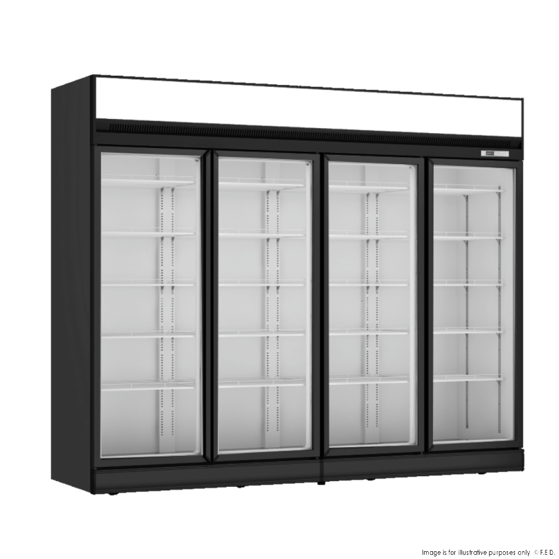 Thermaster Black Upright Four Glass Door Fridge LG-2121D