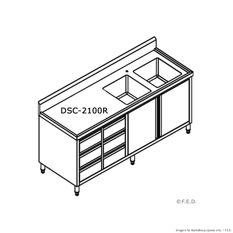 DSC-2100R-H KITCHEN TIDY CABINET WITH DOUBLE RIGHT SINKS