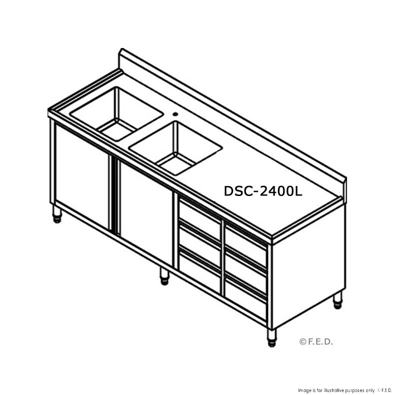 DSC-2400L-H KITCHEN TIDY CABINET WITH DOUBLE LEFT SINKS