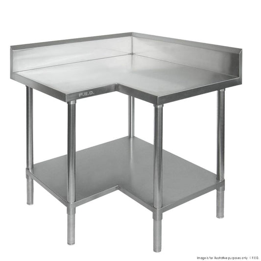0900-7-WBCB - Economic Corner Workbench,100mm Splashback & Undershelf 900x900x900mm