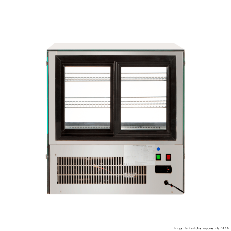 Counter top square glass cold food display 660x530x730 - GN-660RT