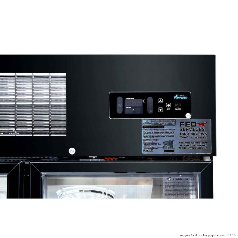 SUCG1000B Double Door Upright Display Fridge (Black)