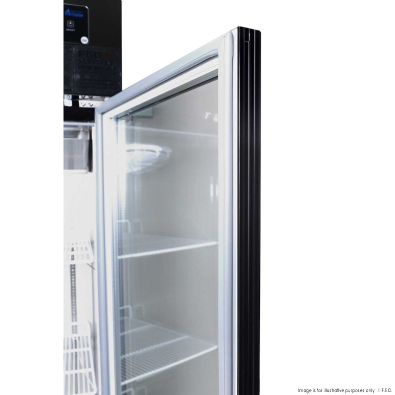 Single glass door upright freezer black stainless steel - SUFG500B