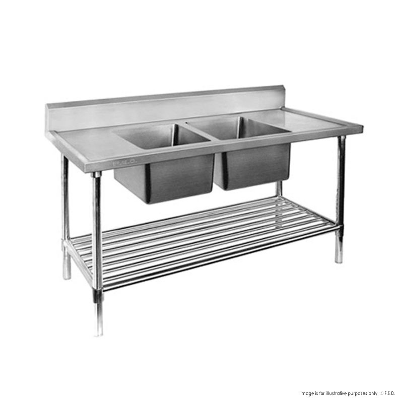 Double Centre Sink Bench with Pot Undershelf DSB6-1800C/A