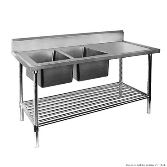 DSB6-1500L/A Double Left Sink Bench with Pot Undershelf