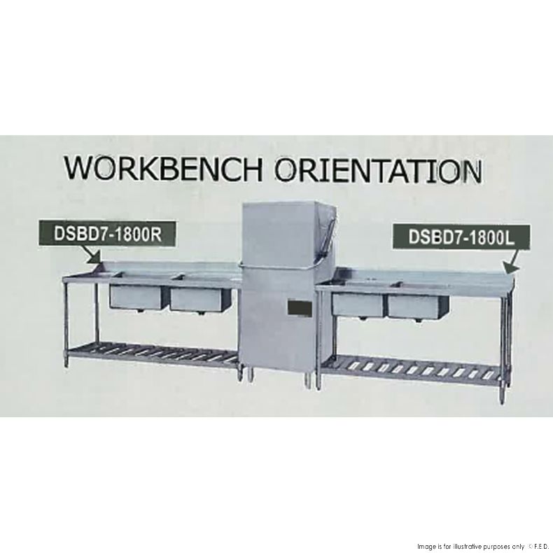 Right Inlet Double Sink Dishwasher Bench DSBD7-1800R/A