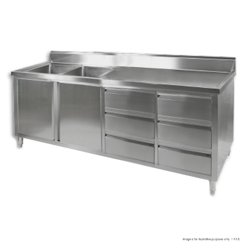 DSC-2400L-H KITCHEN TIDY CABINET WITH DOUBLE LEFT SINKS