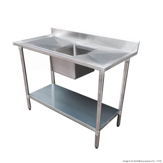 1200-6-SSBC Economic 304 Grade SS Centre Single Sink Bench 1200x600x900 with 400x400x250 sink