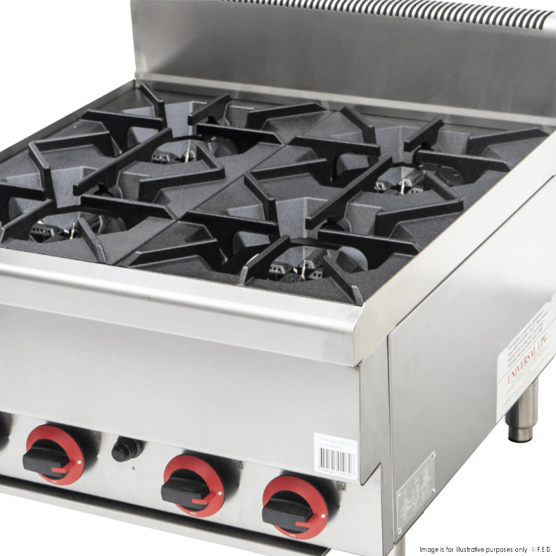 GASMAX Benchtop Natural Gas 4 Burner Cooktop w/ Splashback JUS-TR-4B