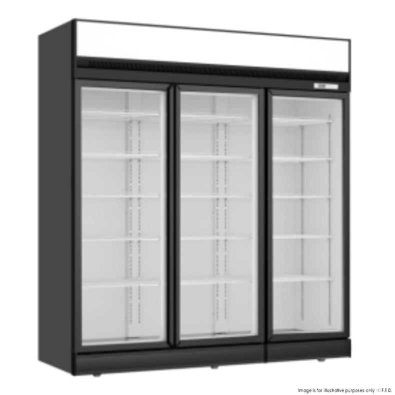 Thermaster Black Upright Three Glass Door Fridge LG-1563D