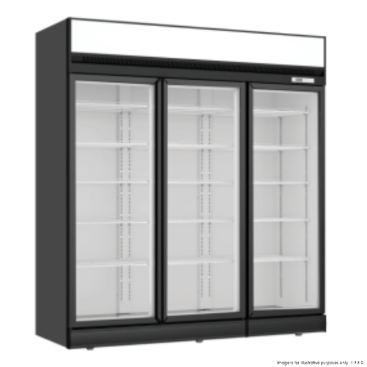 Thermaster Black Upright Three Glass Door Fridge LG-1563D