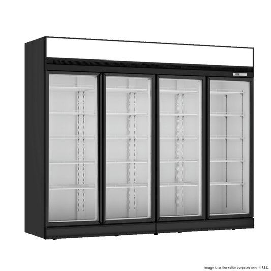 Thermaster Black Upright Four Glass Door Fridge LG-2121D