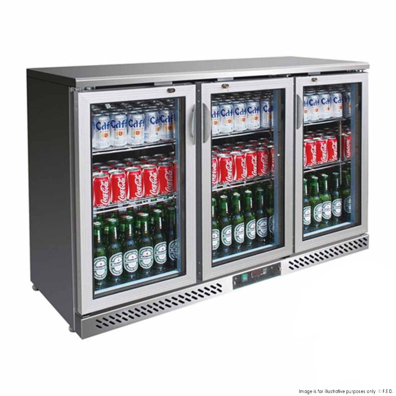 SC316SG Three Door Stainless Steel Bar Cooler