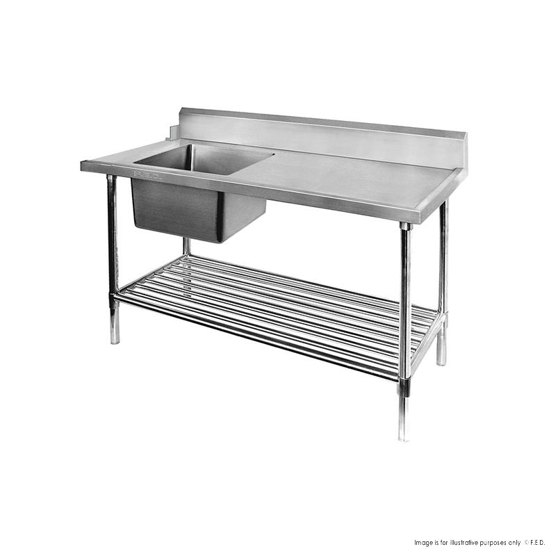 Left Inlet Single Sink Dishwasher Bench - SSBD7-1500L/A