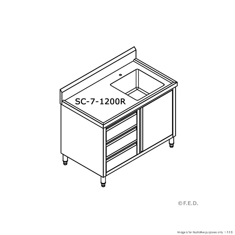 SC-7-1200R-H CABINET WITH RIGHT SINK
