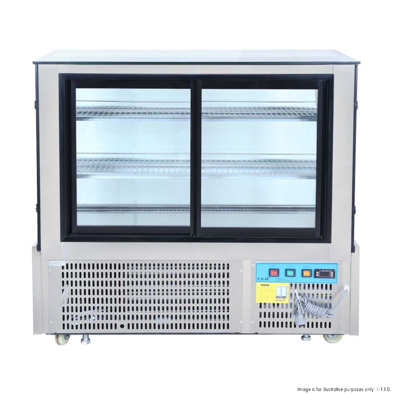 SSU120-2XB Black Trim Square Glass Cake Display 2 Shelves 1200X700X1100