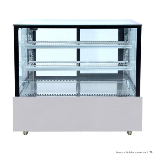 SSU120-2XB Black Trim Square Glass Cake Display 2 Shelves 1200X700X1100