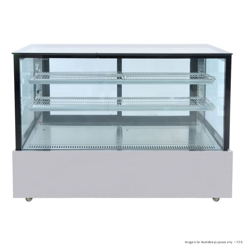 SSU150-2XB Black Trim Square Glass Cake Display 2 Shelves 1500x700x1100