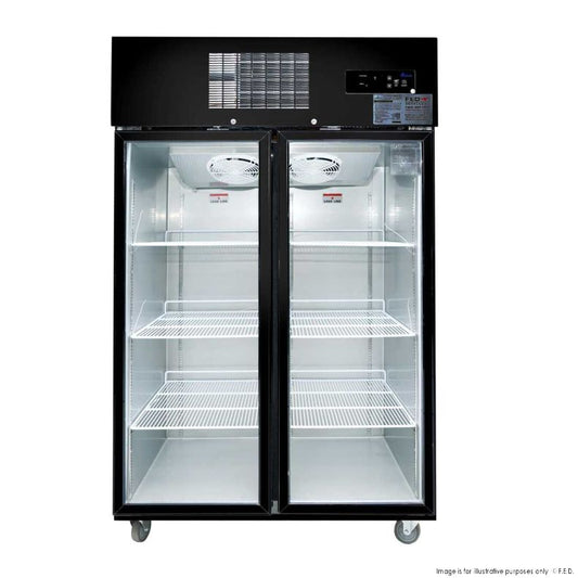 Double Glass Door Black Stainless Steel Upright Freezer - SUFG1000B