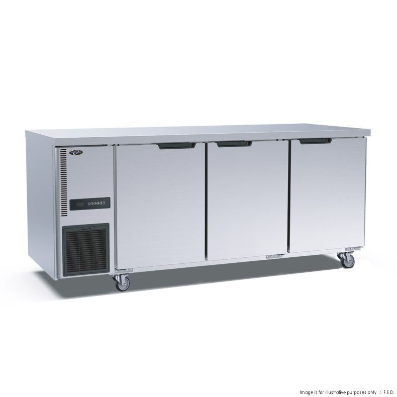Stainless Steel Triple Door Workbench Freezer - TS1800BT-3D