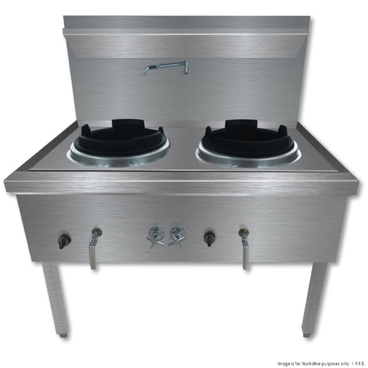 WW-2NC Stainless Steel Waterless Nature Gas Double Wok Chimney Burner