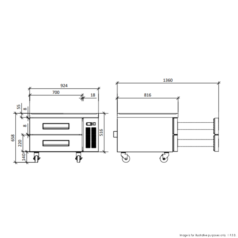 FED-X Chef Base Refrigerated Drawer Bench 184L XCB-36