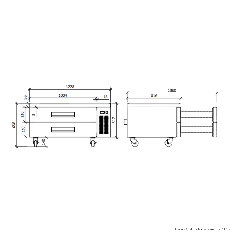 FED-X Chef Base Refrigerated Drawer Bench 272L XCB-48