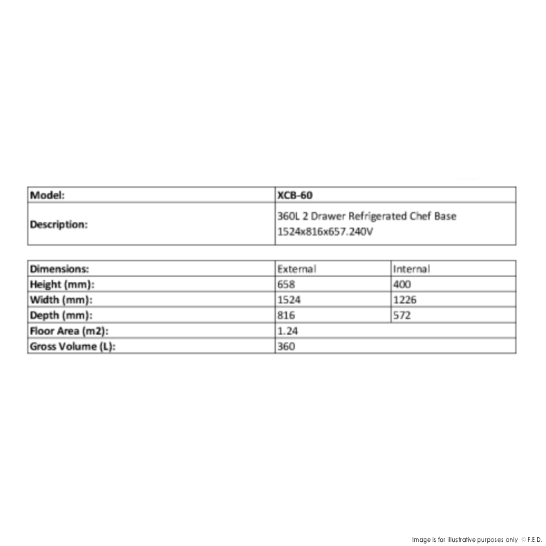 FED-X Chef Base Refrigeratied Drawer Bench 360L XCB-60