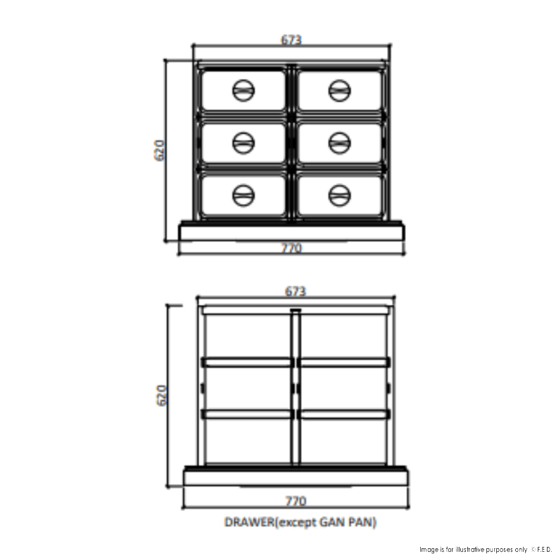 FED-X Chef Base Refrigeratied Drawer Bench 453L XCB-72