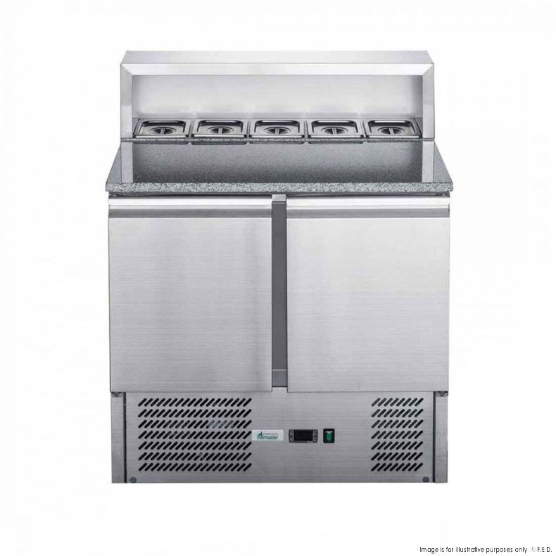 FED-X Two Door Salad Prep Fridge with Marble Top - XGNS900E