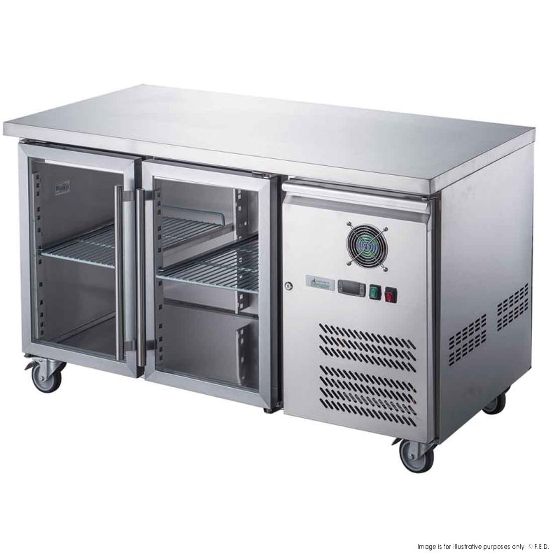 FED-X Two Glass Door Bench Fridge - XUB6C13G2V