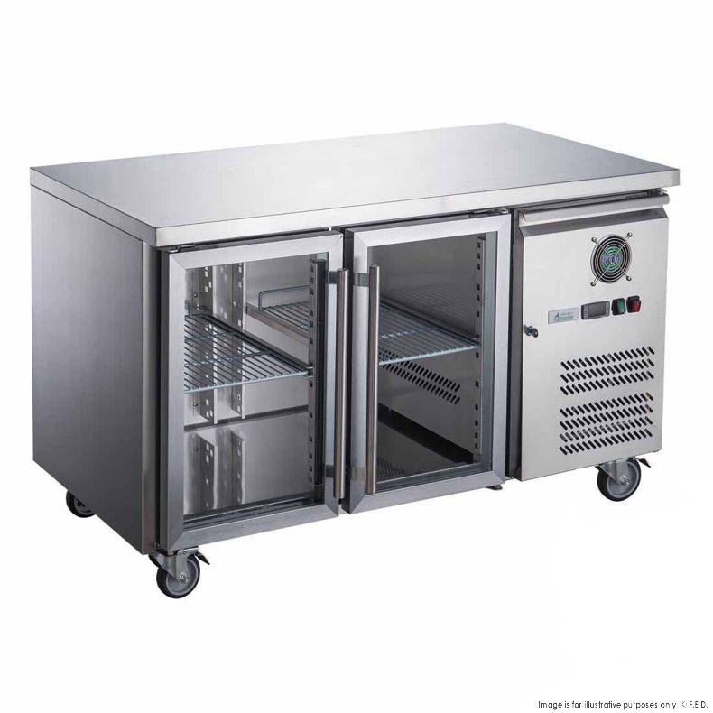 FED-X Two Glass Door Bench Fridge - XUB6C13G2V