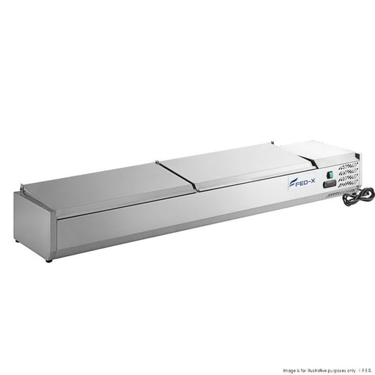FED-X Salad Bench with Stainless Steel Lids - XVRX2000/380S